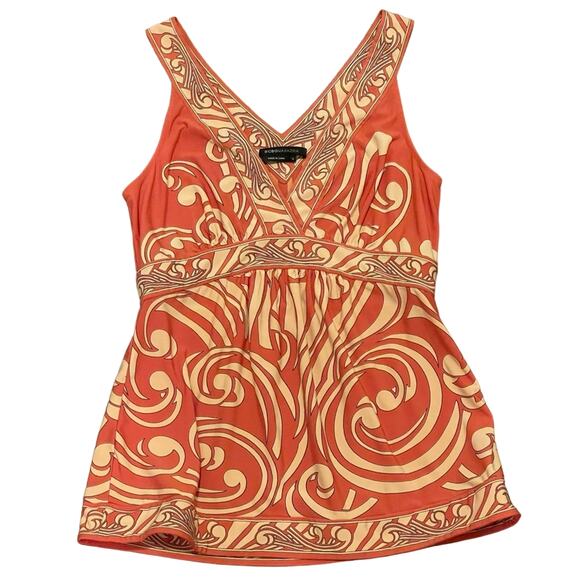 BCBG CORAL PEACH PRINT PATTERN SHIRT TANK TOP SIZE SMALL S  b6 - Picture 1 of 3